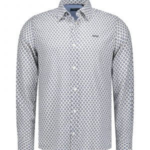 NZA Jaden Leinenhemd Pastel Blue mit Allover-Muster
