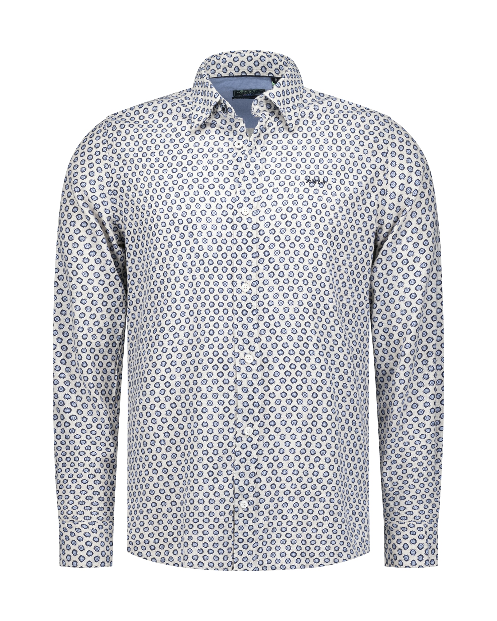 NZA Jaden Leinenhemd Pastel Blue mit Allover-Muster